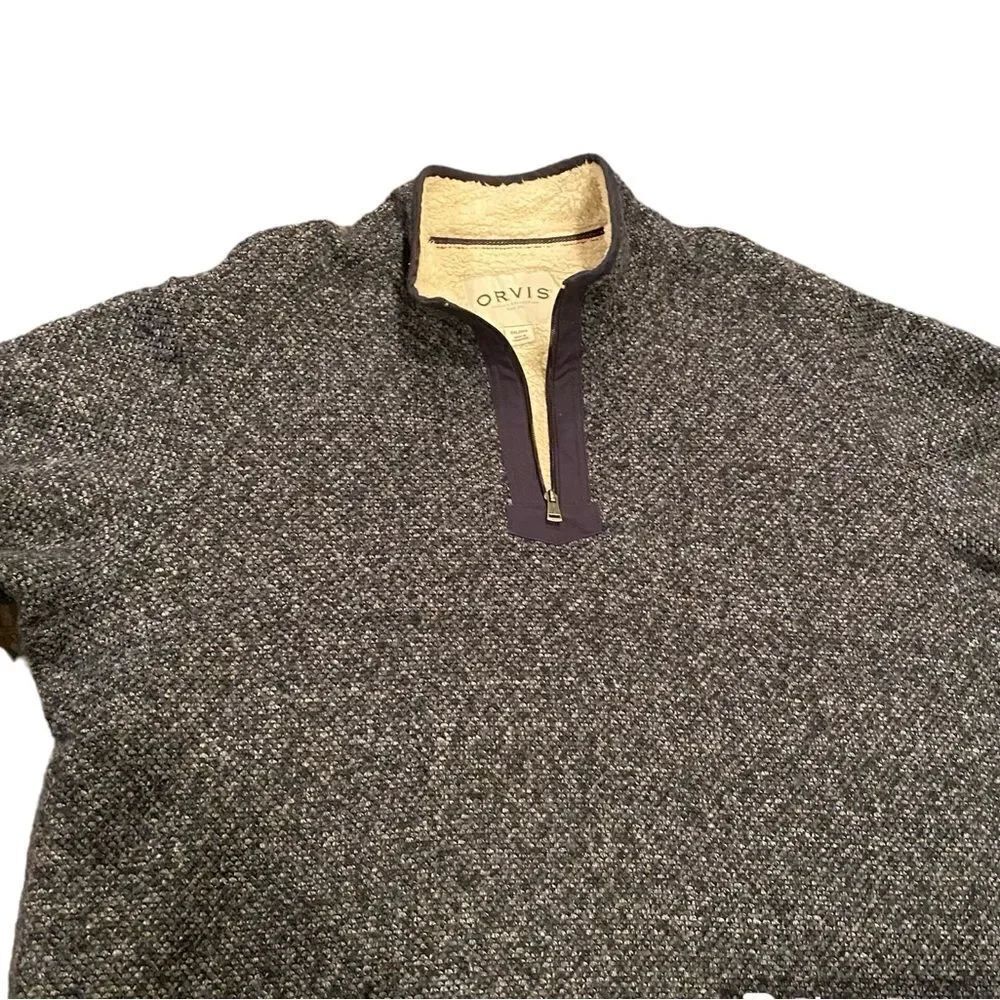 Orvis Blue 1:4 Zip Pullover Sweater Sherpa Lined Size XXL